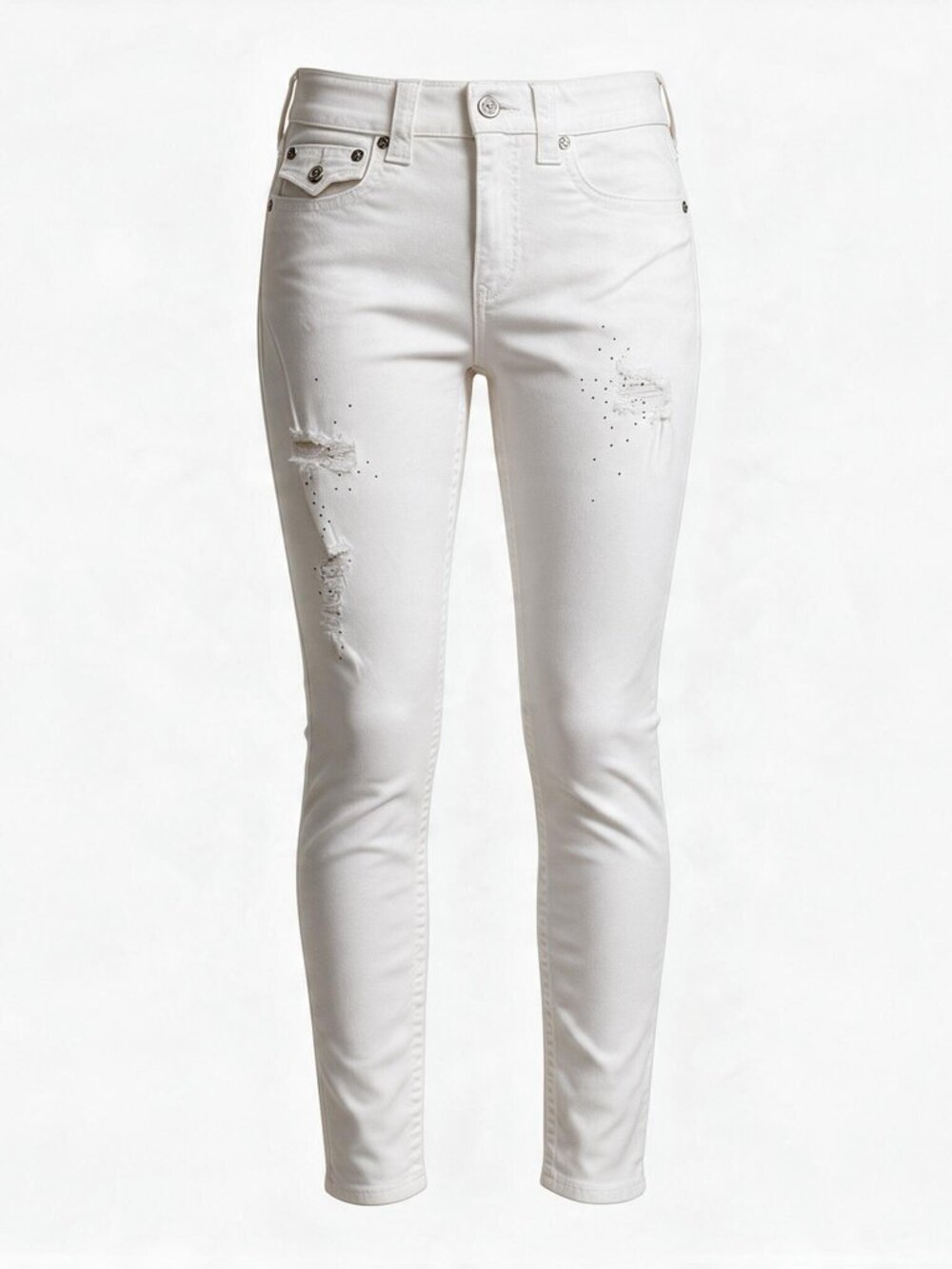 True Religion- Distressed Rhinestone Skinny Jeans